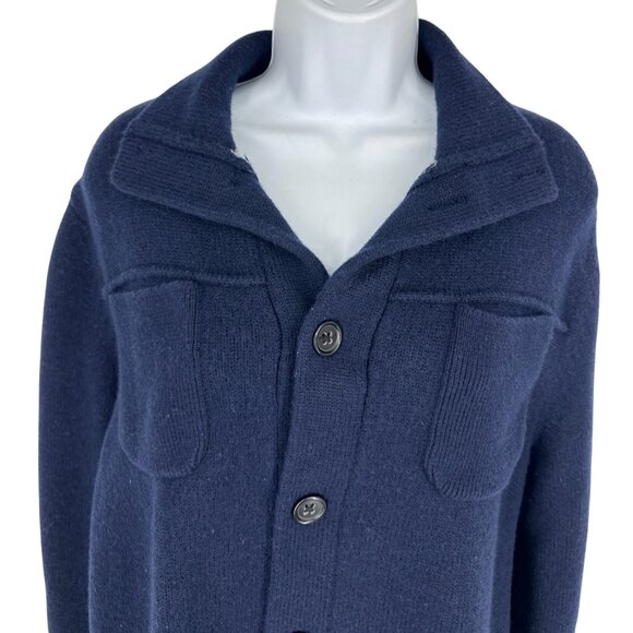 Banana Republic Navy Extra Fine Merino Wool Button-Up Cardigan Sweater Size L - Picture 2 of 8